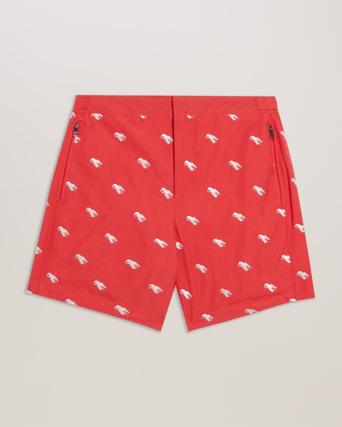 Short Ted Baker Embroidered Lobster Swim Rouge Homme | GMU-94777435